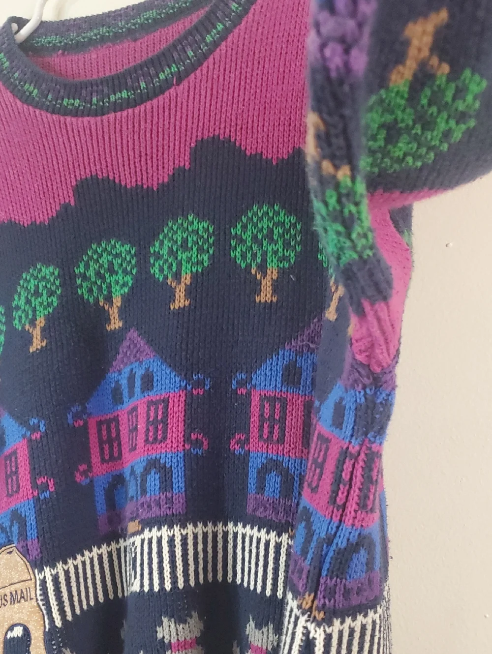 Vintage 80s Sutton Place Cats Village Motif Women’s Sweater Novelty - Picture 5 of 11